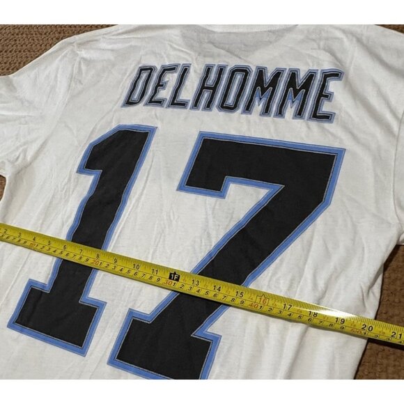 Mens Mitchell & Ness Jake Delhomme White Carolina Panthers Name #17 T-Shirt Sz L - Picture 7 of 7